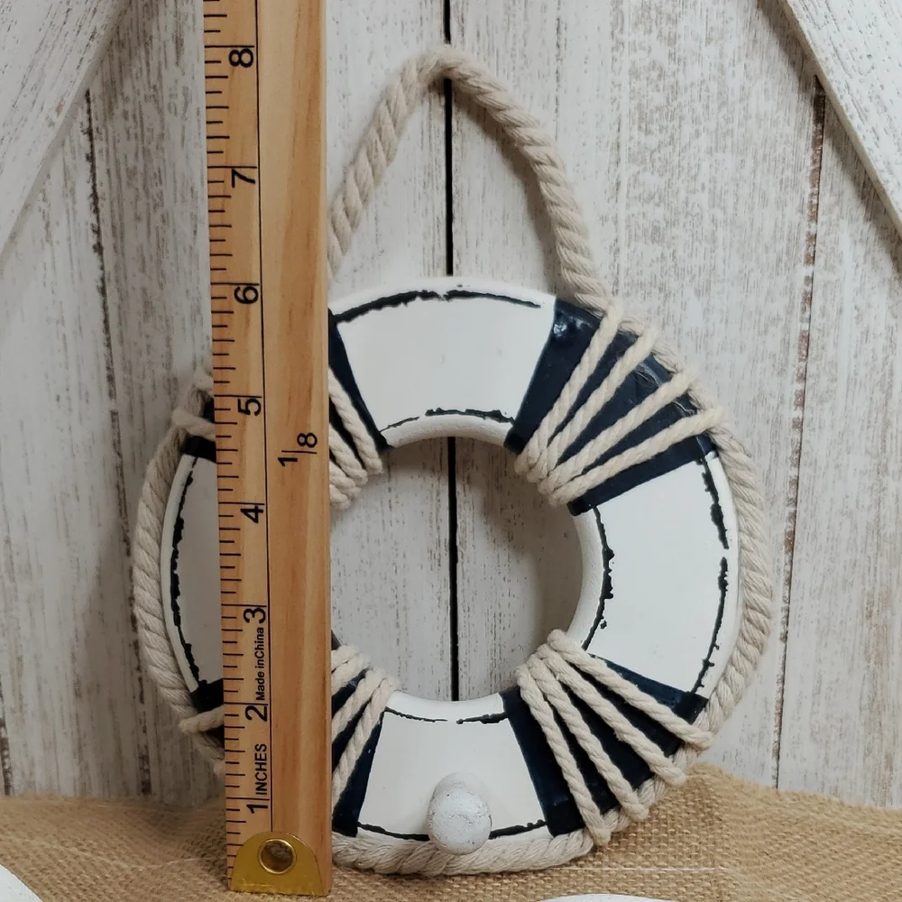 Wood Life Preserver Wall Decor Nautical Beach Coastal Wall Hanging & Wood Fish